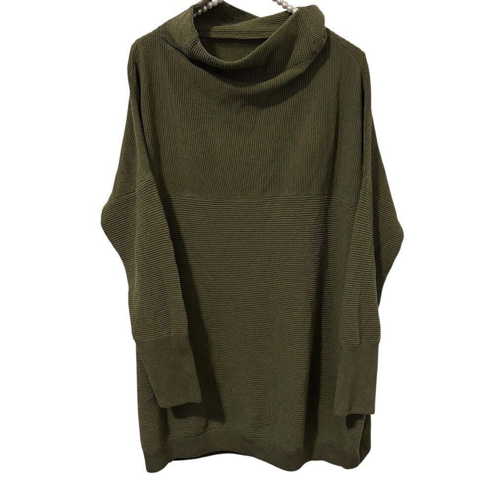 Moon Ryder Farris Slouchy Tunic Sweater Womens XL Green Cabincore Fireside Cozy